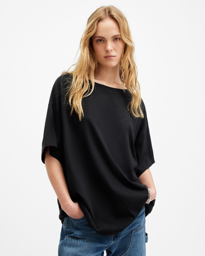 Shop Allsaints Lydia Dropped Shoulder Oversized T-shirt In Black