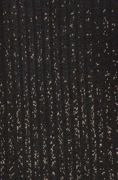 Ming Wang Sheer Sleeve Shimmer Knit Tunic In Black/gold