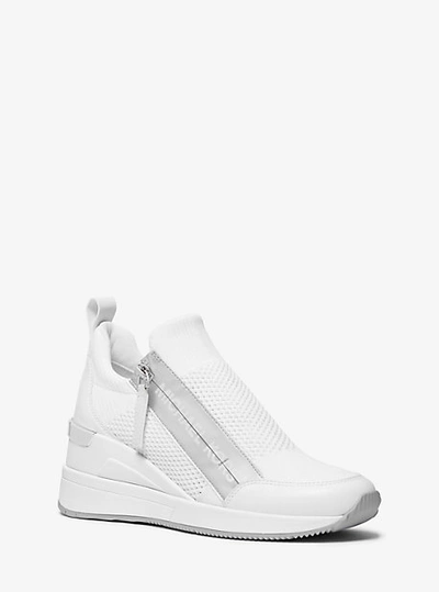 Shop Michael Kors Willis Stretch Knit Trainer In White