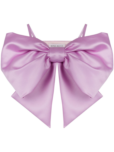 Shop Nina Ricci Bow Satin Crop Top - Women's - Viscose/polyester In Pink