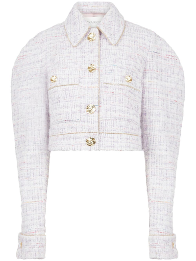 Shop Nina Ricci Cocoon Tweed Jacket - Women's - Viscose/polyamide/acrylicpolyester In Purple