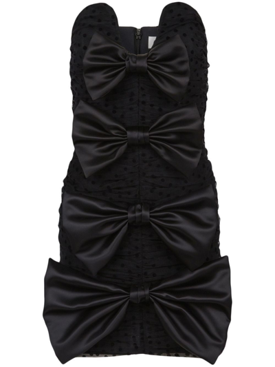 Shop Nina Ricci Bow-appliqué Bustier Mini Dress - Women's - Viscose/polyamide/polyester In Black