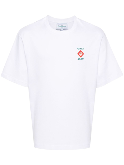 Shop Casablanca Casa Sport Organic-cotton T-shirt In White