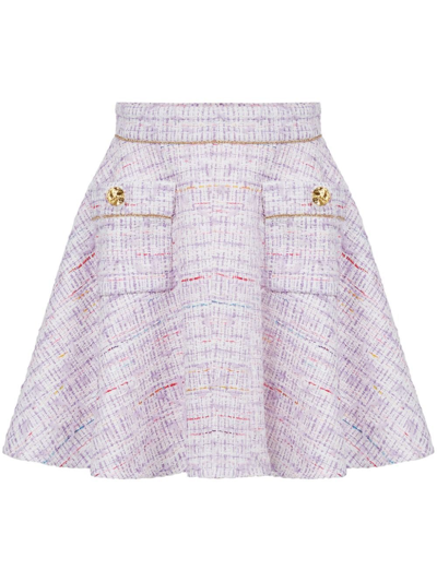 Shop Nina Ricci Purple A-line Tweed Mini Skirt