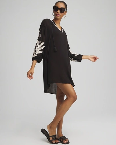Shop Chico's Embroidered Coverup Dress In Black Size Small |