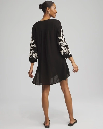 Chico's Embroidered Coverup Dress In Black Size Large |  In Black