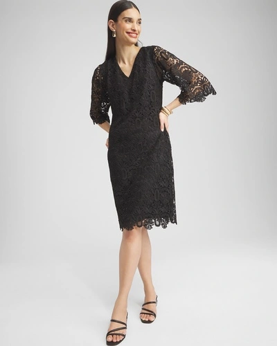 Chico's Lace Shift Dress In Black Size 6 |  In Black