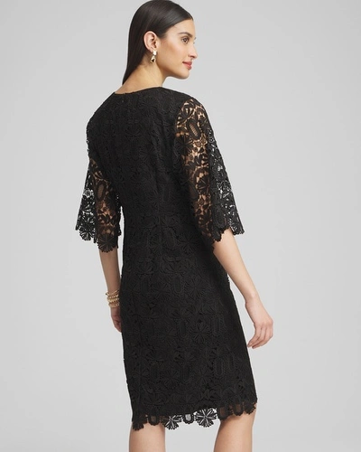 Chico's Lace Shift Dress In Black Size 6 |  In Black
