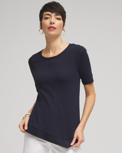 Shop Chico's Asymmetrical Elbow Sleeve Tee In Navy Blue Size 20/22 |