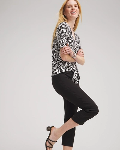 Chico's Wide Waistband Vented Pull-on Capri Pants In Black Size 8 |  In Black