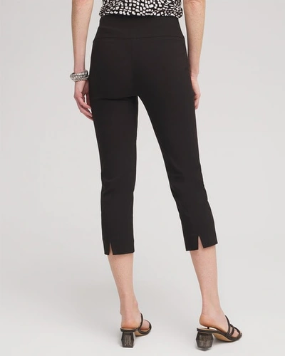Chico's Wide Waistband Vented Pull-on Capri Pants In Black Size 8 |  In Black