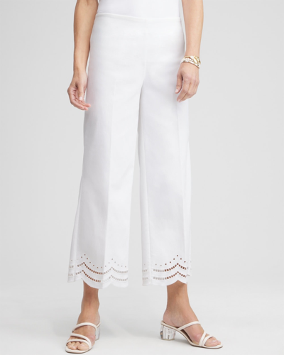 Shop Chico's Juliet Eyelet Hem Culotte Pants In White Size 12 |