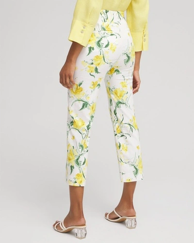 Shop Chico's Juliet Floral Straight Cropped Pants In White Size 14 |