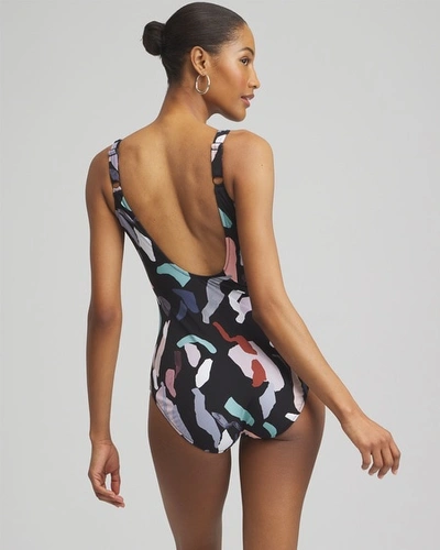 Chico's Gottex Rocky High Neck One Piece Swimsuit In Black & White Print