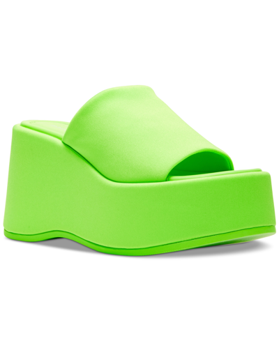 Shop Madden Girl Nico Platform Wedge Sandals In Neon Lime