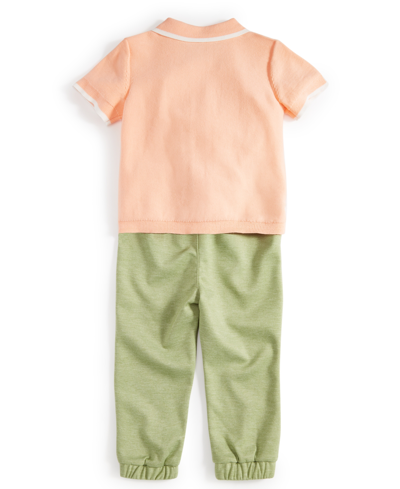 Shop First Impressions Baby Boys Sweater Polo And Pants, 2 Piece Set, Created For Macy's In Peach Pearl
