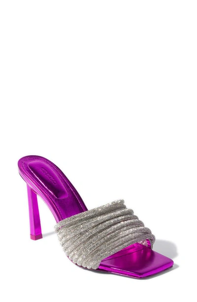 Shop Simkhai Lena Crystal Strap Slide Sandal In Fuchsia