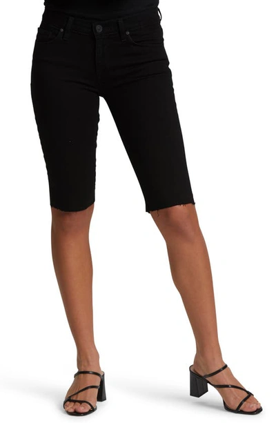 Hudson Amelia Cutoff Denim Bermuda Shorts In Black In Black