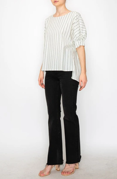 Shop Melloday Puff Sleeve Popover High-low Top In Stripe