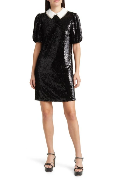 Shop Ted Baker Zarell Sequin Puff Sleeve Shift In Black