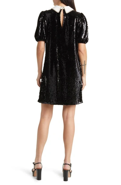 Ted Baker Zarell Sequin Puff Sleeve Shift Dress In Black