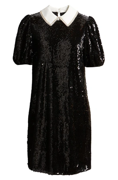 Shop Ted Baker Zarell Sequin Puff Sleeve Shift In Black