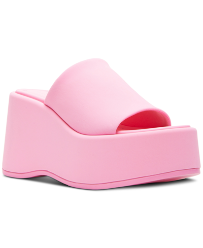 Shop Madden Girl Nico Platform Wedge Sandals In Baby Pink