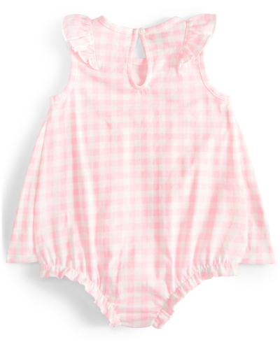 Shop First Impressions Baby Girls Coastal Gingham Skirted Sunsuit, Created For Macy's In Voile Pink