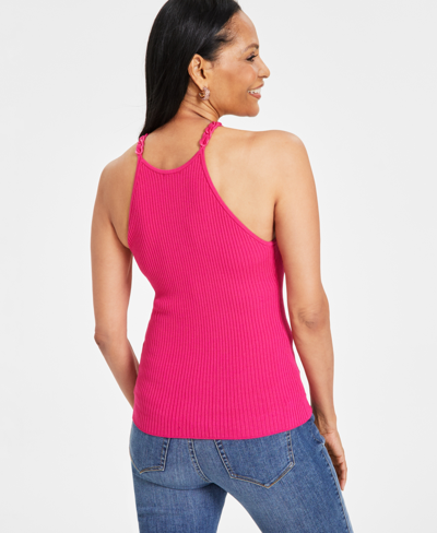 Inc International Concepts Women's Chain-strap Halter Sweater Tank, Created For Macy's In Bright White
