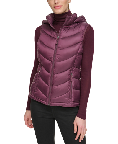 Shop Charter Club Women's Packable Hooded Puffer Vest, Created For Macy's In Dark Rose