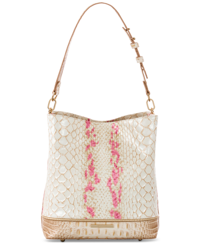 Shop Brahmin Celina Leather Bucket Bag In Apricot Rose Valentia