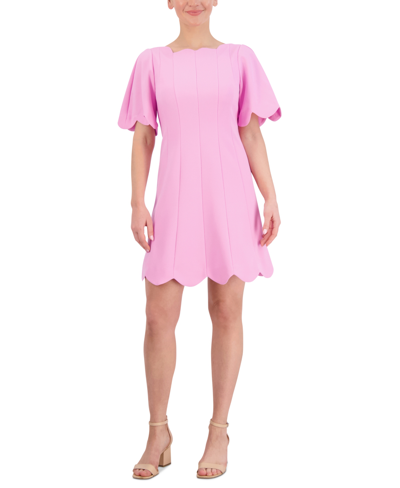 Shop Eliza J Women's Scallop Trim A-line Dress In Pink