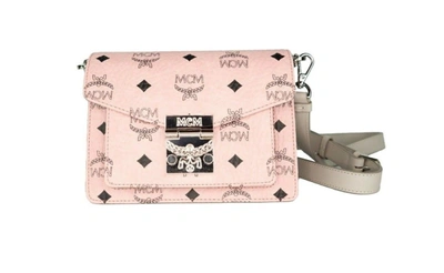 Shop Mcm Signature Soft Pink Diamond Logo Leather Mini Flap Lock Crossbody Women's Handbag