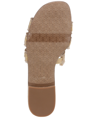 Shop Sam Edelman Women's Bay Fray Emblem Slide Sandals In Wheat Basket Weave