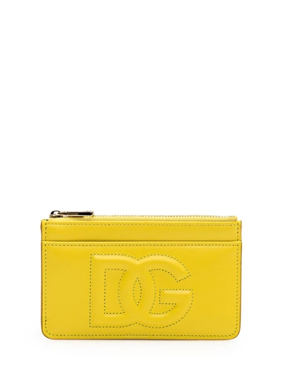 Shop Dolce & Gabbana Dg Card Holder In Yellow