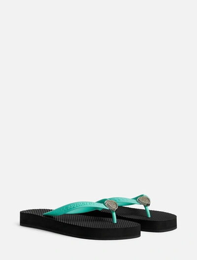 Shop Dsquared2 Sandals In Nero+verde Acqua
