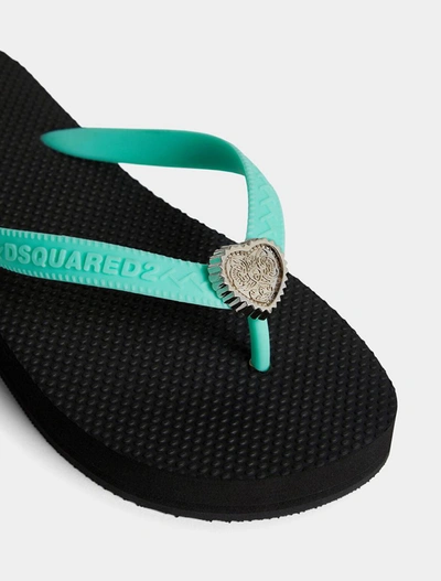Shop Dsquared2 Sandals In Nero+verde Acqua