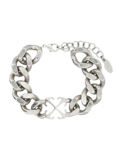 Shop Off-white Arrow Chain Bracelet In Silver