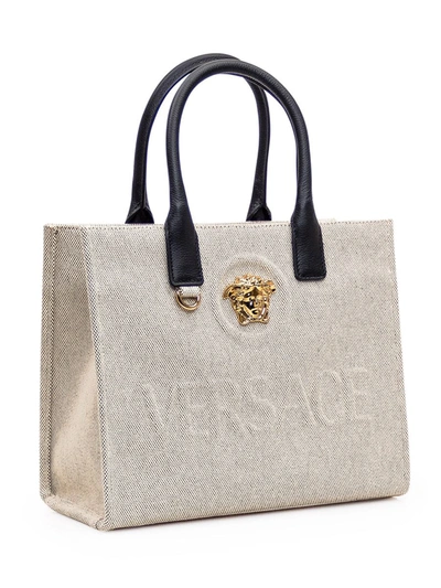 Shop Versace Small Medusa Tote Bag In Beige