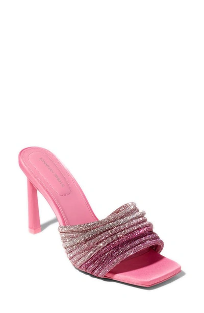 Shop Simkhai Lena Crystal Strap Slide Sandal In Taffy