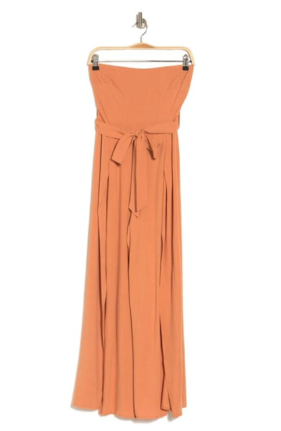 Shop Vici Collection Nadia Strapless Jumpsuit In Clay