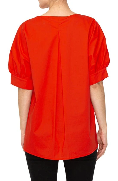Shop Melloday Puff Sleeve Popover High-low Top In Orange