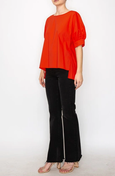 Shop Melloday Puff Sleeve Popover High-low Top In Orange