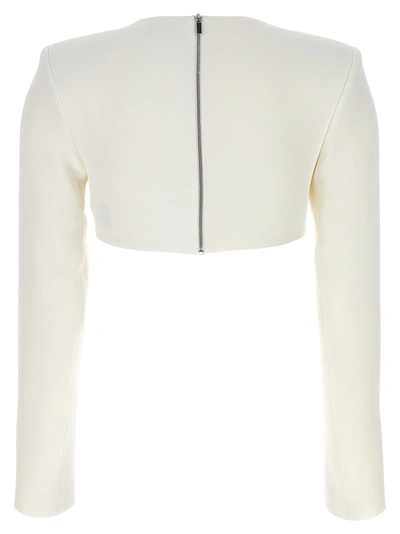 Shop David Koma 3d Crystsal Chain And Square Neck Tops White