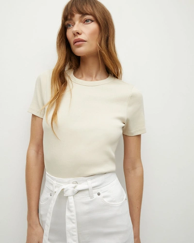 Veronica Beard Ribbed Short Sleeve Tee In Limestone In Limestone