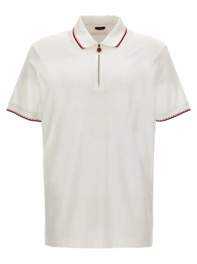 Shop Kiton Half Zip Shirt Polo In White