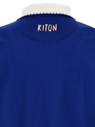 Shop Kiton Half Zip  Shirt Polo Blue