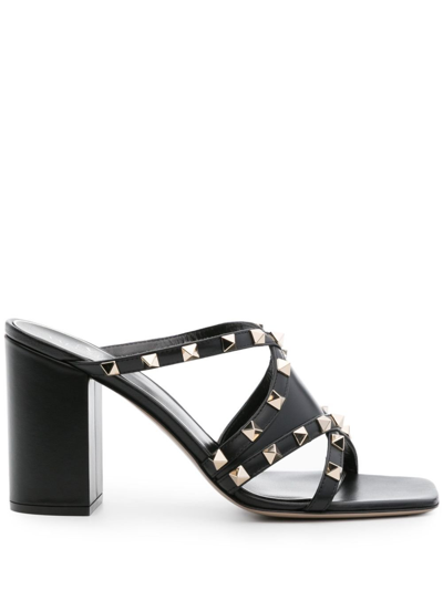 Shop Valentino Rockstud 100mm Leather Sandals - Women's - Calf Leather In Black