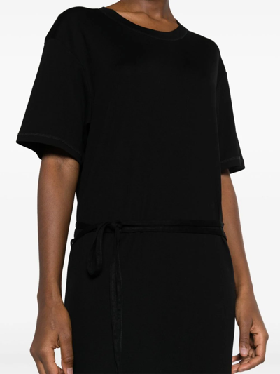 Shop Lemaire Ribbed-knit Belted T-shirt Dress