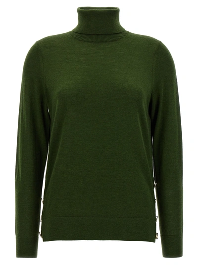 Shop Michael Michael Kors Logo Buttons Turtleneck Sweater Sweater, Cardigans Green